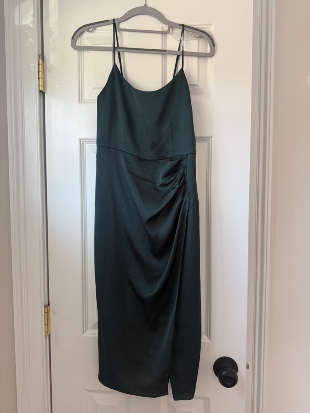 Abercrombie & Fitch Forest Green Satin Midi Slip Dress